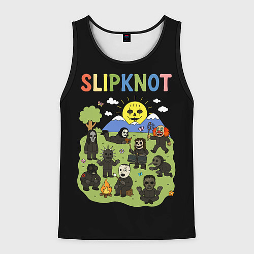 Мужская майка без рукавов Slipknot, мультяшный стиль / 3D-Черный – фото 1