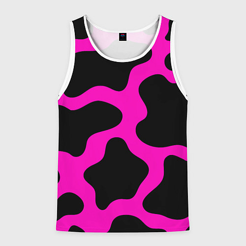 Мужская майка без рукавов Розовая коровья расцветка / 3D-Белый – фото 1