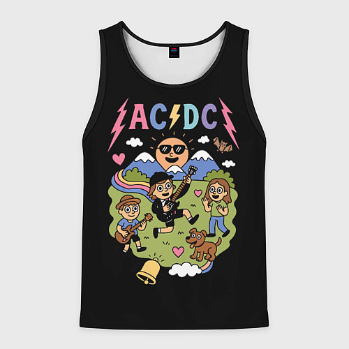 Мужская майка без рукавов ACDC, мультяшный стиль / 3D-Черный – фото 1