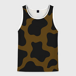 Майка-безрукавка мужская Коричневая коровья расцветка, цвет: 3D-белый