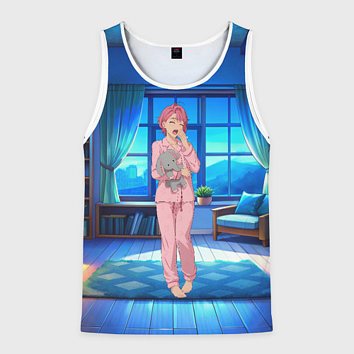 Мужская майка без рукавов Сиратори Айра хочет спать / 3D-Белый – фото 1