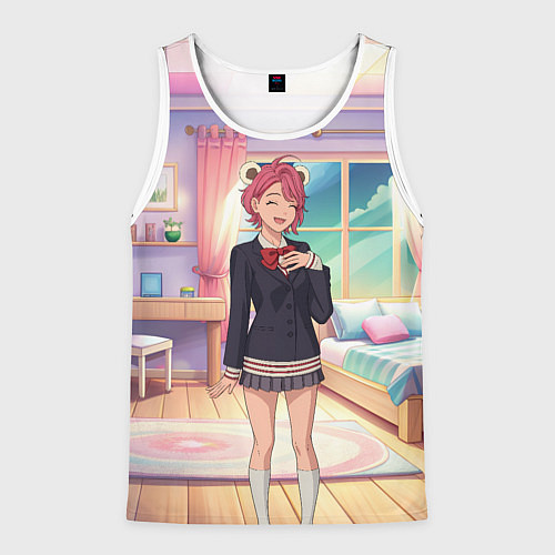 Мужская майка без рукавов Дандадан Сиратори Айра смущается / 3D-Белый – фото 1