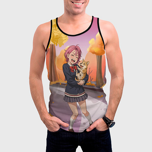 Мужская майка без рукавов Сиратори Айра Дандадан с щенком / 3D-Черный – фото 3