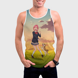 Майка-безрукавка мужская Сиратори Айра играет с песиком - Дандадан, цвет: 3D-белый — фото 2
