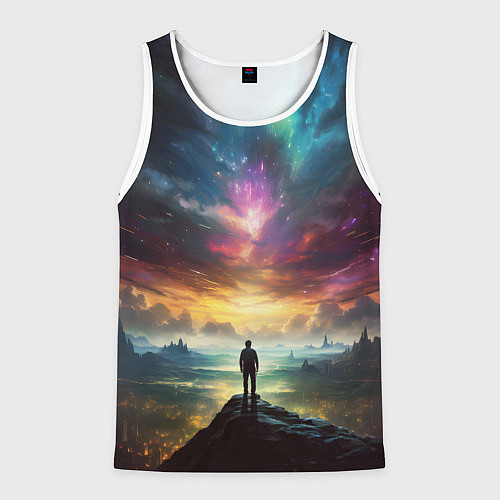 Мужская майка без рукавов Shocking the cosmos / 3D-Белый – фото 1