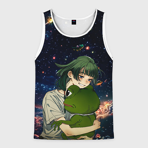 Мужская майка без рукавов МаоМао и Лягушонок Пепе - Монолог Фармацевта / 3D-Белый – фото 1