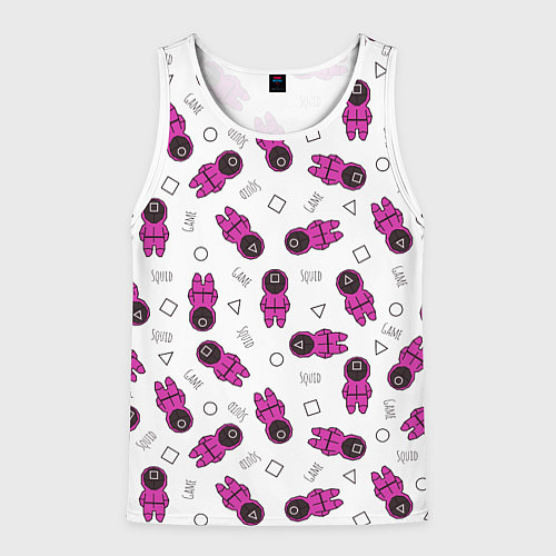 Мужская майка без рукавов Персонажи корейского сериала игра в кальмара / 3D-Белый – фото 1