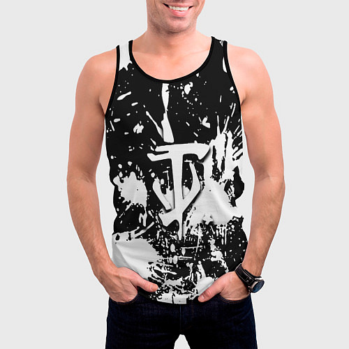 Мужская майка без рукавов Doom белые краски / 3D-Черный – фото 3