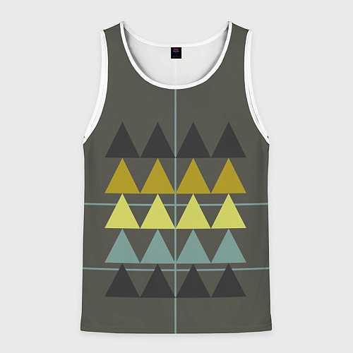 Мужская майка без рукавов Абстрактный лес, геометрический с однотоном / 3D-Белый – фото 1