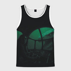 Мужская майка без рукавов Нападение Тилозавра на девушку в батискафе ужасы