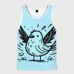 Майка-безрукавка мужская Чайка в стиле скетча, цвет: 3D-белый