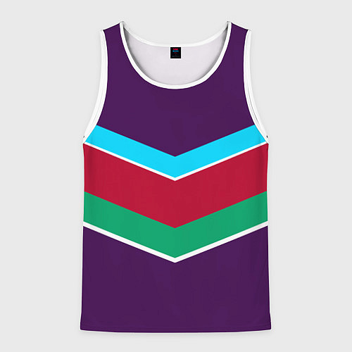 Мужская майка без рукавов Фиолетовый с полосами / 3D-Белый – фото 1