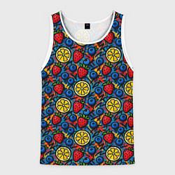 Мужская майка без рукавов Ягоды и фрукты паттерн