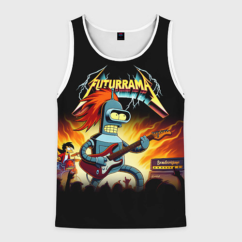 Мужская майка без рукавов Bender is a hard rock guitarist - Futurama / 3D-Белый – фото 1