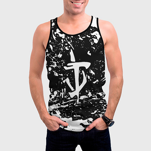 Мужская майка без рукавов Doom краски белые штрихи / 3D-Черный – фото 3