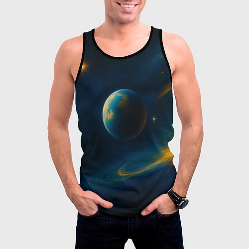 Мужская майка без рукавов Пространство Вселенной / 3D-Черный – фото 3