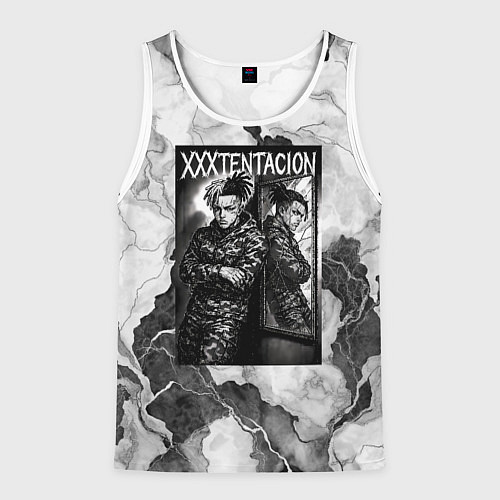 Мужская майка без рукавов XXXTentacion облокотился об зеркало / 3D-Белый – фото 1