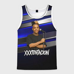 Майка-безрукавка мужская XXXTentacion с микрофоном довольный, цвет: 3D-белый