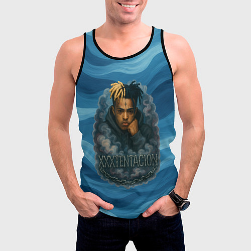 Мужская майка без рукавов XXXTentacion в облаке / 3D-Черный – фото 3