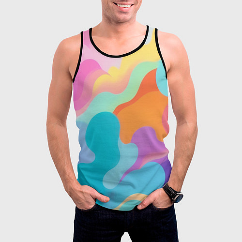 Мужская майка без рукавов Разноцветные красивые облака / 3D-Черный – фото 3
