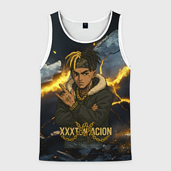 Майка-безрукавка мужская XXXTentacion мультяшный стиль, цвет: 3D-белый