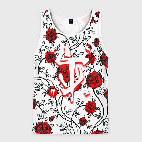 Мужская майка без рукавов Doom розы / 3D-Белый – фото 1