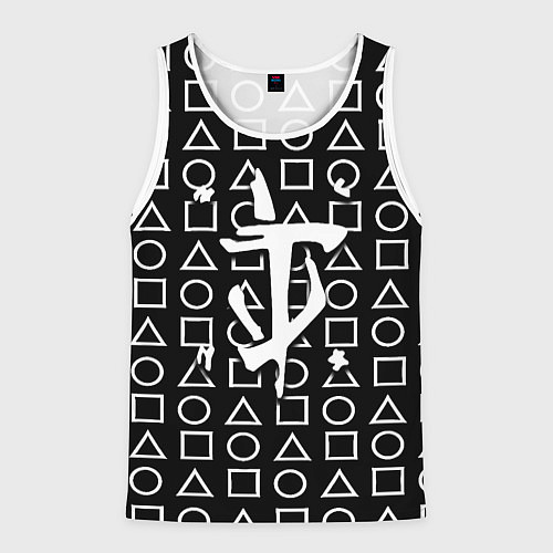 Мужская майка без рукавов Doom geometry pattern / 3D-Белый – фото 1