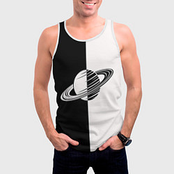 Майка-безрукавка мужская Сатурн черно-белый, цвет: 3D-белый — фото 2