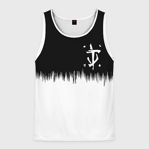Мужская майка без рукавов Doom краски черно белый / 3D-Белый – фото 1