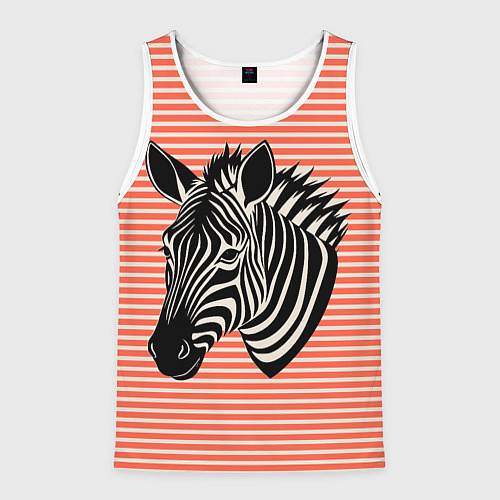 Мужская майка без рукавов Зебра на оранжевых полосах / 3D-Белый – фото 1