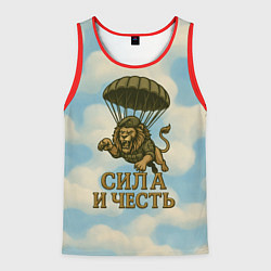 Майка-безрукавка мужская Сила и честь лев ВДВ, цвет: 3D-красный