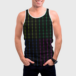 Майка-безрукавка мужская Color black multicolored stripes, цвет: 3D-белый — фото 2