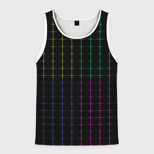 Мужская майка без рукавов Color black multicolored stripes / 3D-Белый – фото 1