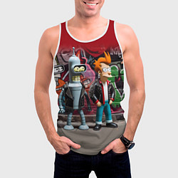 Майка-безрукавка мужская Bender bending robot and Fry - ai art graffiti, цвет: 3D-белый — фото 2