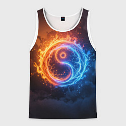 Мужская майка без рукавов Инь ян огонь и лёд