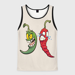 Майка-безрукавка мужская Мультяшные чили перцы безумные, цвет: 3D-черный