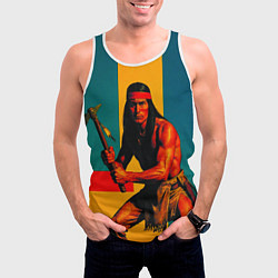 Майка-безрукавка мужская Индеец поп-арт, цвет: 3D-белый — фото 2