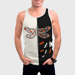 Майка-безрукавка мужская Стрекозы на черно-белом, цвет: 3D-белый — фото 2