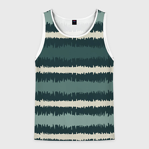 Мужская майка без рукавов Полосы зигзагообразные зеленые / 3D-Белый – фото 1