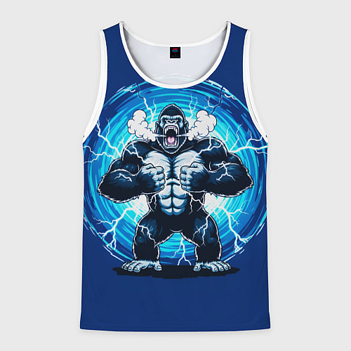 Мужская майка без рукавов Горилла показывает свою силу / 3D-Белый – фото 1