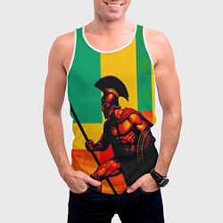 Майка-безрукавка мужская Спартанский воин поп-арт, цвет: 3D-белый — фото 2