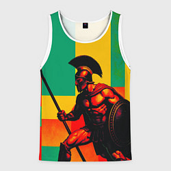 Майка-безрукавка мужская Спартанский воин поп-арт, цвет: 3D-белый