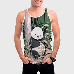 Майка-безрукавка мужская Панда в лесу, цвет: 3D-белый — фото 2