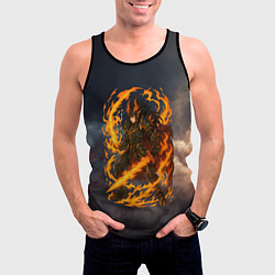 Майка-безрукавка мужская Герой аниме дракон с огненным мечем, цвет: 3D-черный — фото 2