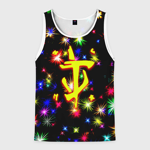 Мужская майка без рукавов Doom новогодние искры / 3D-Белый – фото 1