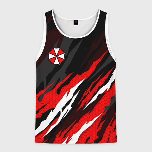 Мужская майка без рукавов Umbrella - красное пламя / 3D-Белый – фото 1