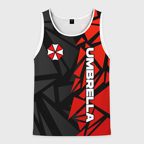 Мужская майка без рукавов Umbrella corp - красные фрагменты / 3D-Белый – фото 1