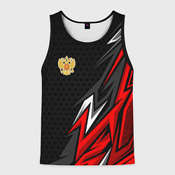 Мужская майка без рукавов Герб России - красный