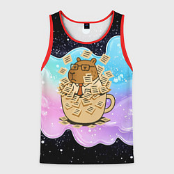 Мужская майка без рукавов Менеджер капибара в кружке в стикерах