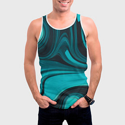 Майка-безрукавка мужская Мраморный малахитовый узор из изумрудных разводов, цвет: 3D-белый — фото 2